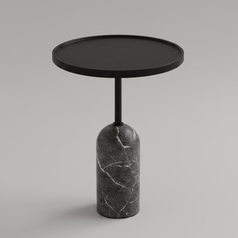 Afro Side Table - Brown Wood / Marquina Black Furniture